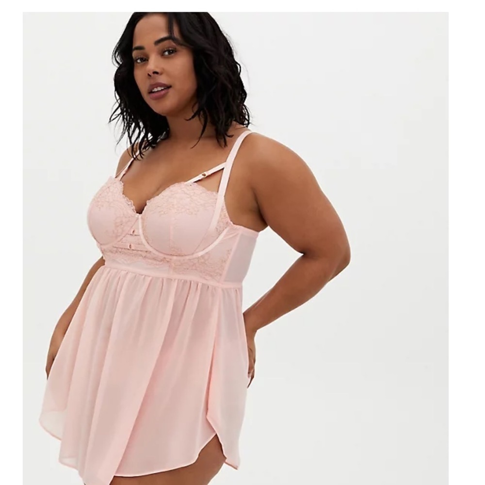 Torrid Pink Harness Lace Babydoll
